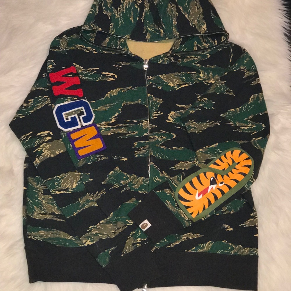 BAPE Green Camo 1BAPE Woodland Shark Army Hoodie